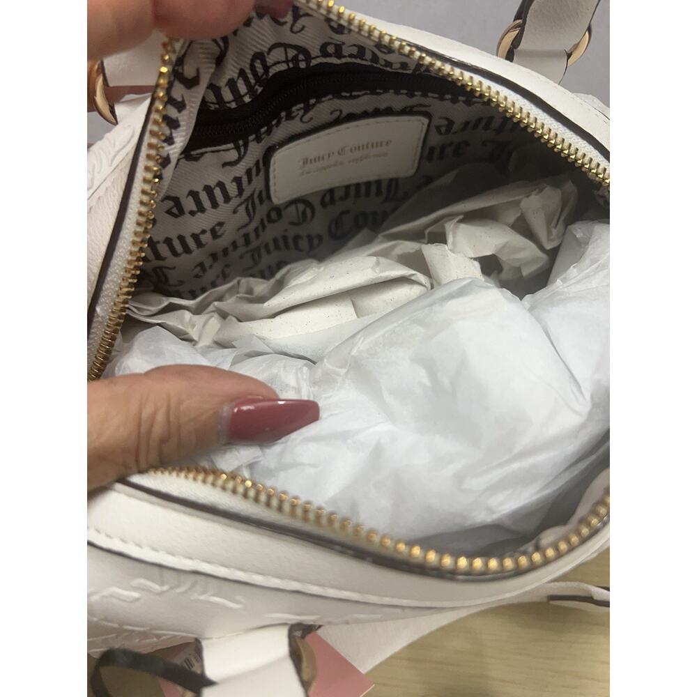 JUICY COUTURE Monogram/Gold White Satchel Bag With Bonus Mini Bag NWT - Picture 8 of 14